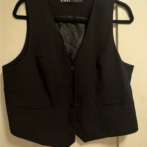 Zara Black Tailored Button-Front Vest